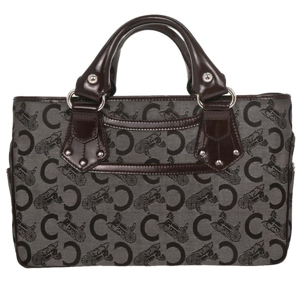 Celine Boogie Satchel Macadam Brown Canvas Handbag